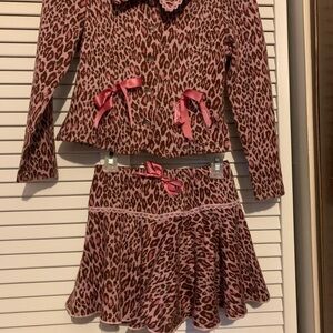Leopard Print Kids Set with Pink Accents
